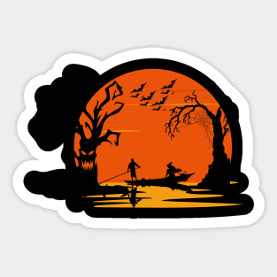 Halloween witch Fishing shirt-Funny Witch fishing Sticker